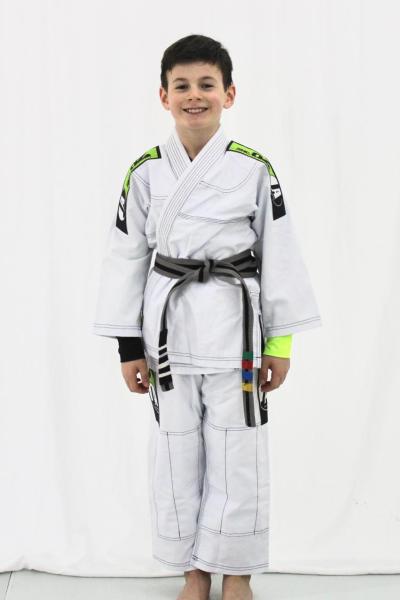 Kimono Infantil Sarja Branco C/ Verde 